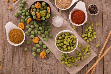 Wasabi coated peanuts.