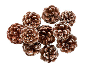 Fir cones, decorations for holidays, christmas background.