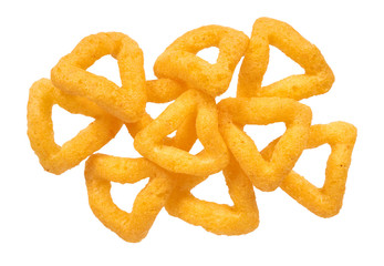 Cheese puff sticks, crunchy corn snack, unhealthy food.