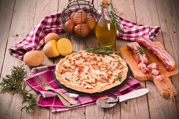 Cheese and bacon tart.