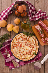 Cheese and bacon tart.