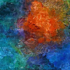 abstract psychedelic background with the texture of applying underpainting. Computer stylization of oil strokes of paint with brushes of different shapes and sizes