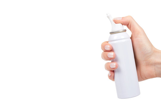 White nose wash spray bottle with hand, sea water therapy