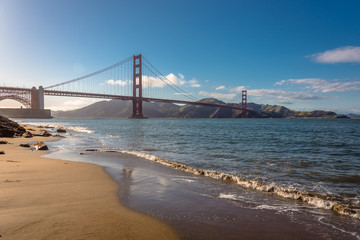  golden gate panorama, view of the golden gate from the bay, san francisco  united states