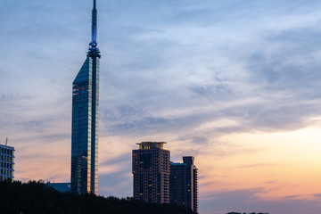 Fototapeta premium 都会 風景 夕日 現代 都市