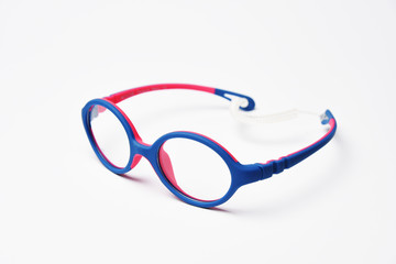 Side view plastic frame rim for children's glasses. Eyeglasses for children's vision correction.