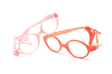 Side view plastic frame rim for children's glasses. Eyeglasses for children's vision correction.