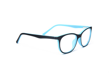 Fototapeta premium Side view plastic frame rim for children's glasses. Eyeglasses for children's vision correction.