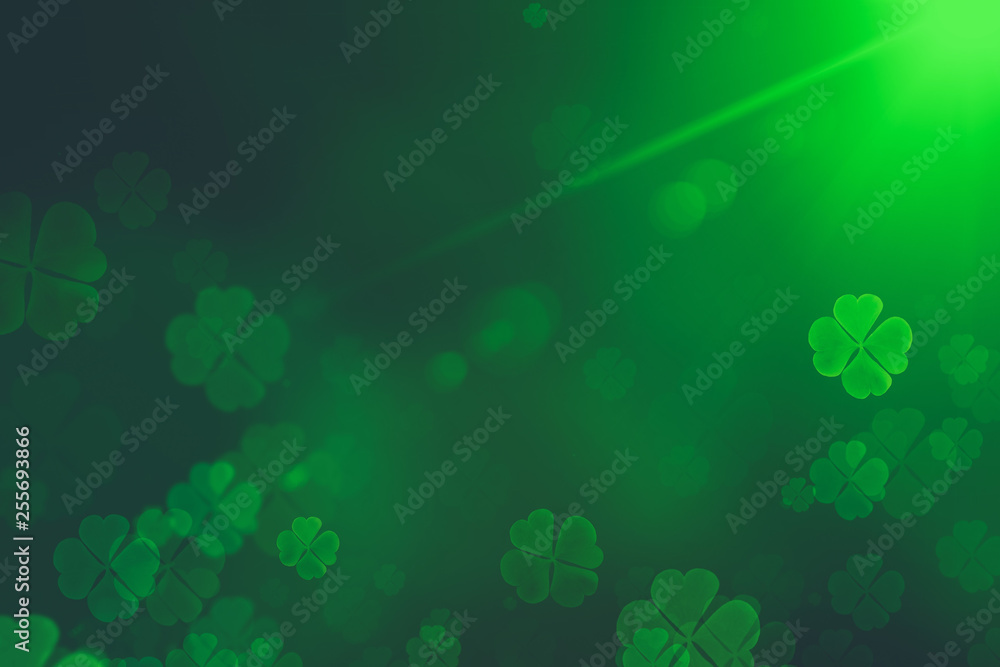 Aufkleber st. patrick's day green shamrock leaves background. patrick's day backdrop with growing clover leaf 