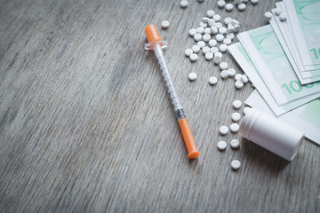 syringe on table copyspace