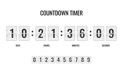 Countdown clock. Counter timer clocks counts day digital down watch numeric minute coming score hour display web page