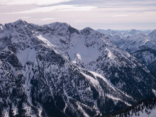 Geierköpfe in den Ammergauer Bergen im Winter mit nordseitigem Skitourenanstieg