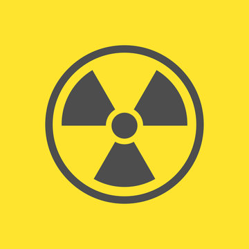Radioactive warning yellow sign. Vector Illustration. EPS 10