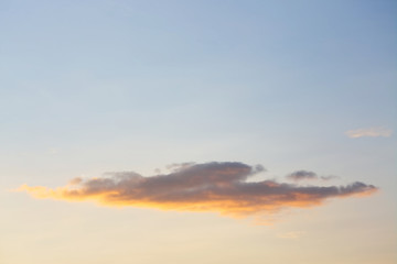 single cloud on twilight dusk sky background