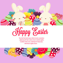 flat style garden spring easter flower flat style with rabbit