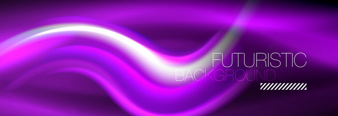 Fluid color neon wave lines background, neon liquid color futuristic paint template