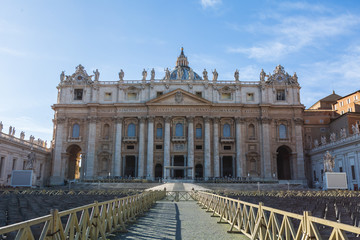 Obraz premium Papal Basilica of St. Peter in the Vatican is an Italian Renaissance church in Vatican City, the papal enclave in the city of Rome
