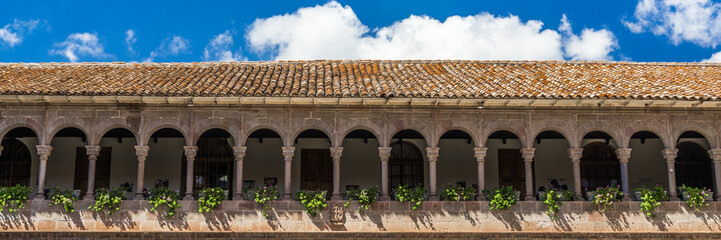 Endless gallery of the Catholic monastery