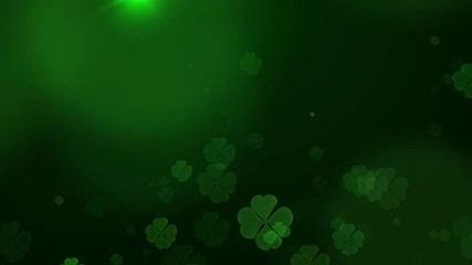 St. Patrick's Day green Shamrock Leaves background. Patrick's Day backdrop with growing clover leaf extreme close-up. Patrick Day pub party background