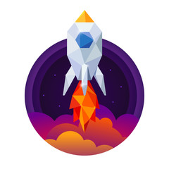 Obraz premium Symbol of space rocket and sky