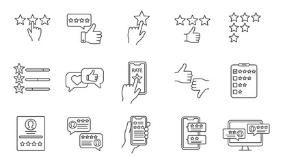 Rating linear icons set