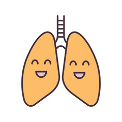 Smiling human lungs color icon