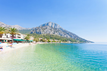 Gradac, Dalmatia, Croatia - Overview across the beautiful beach of Gradac