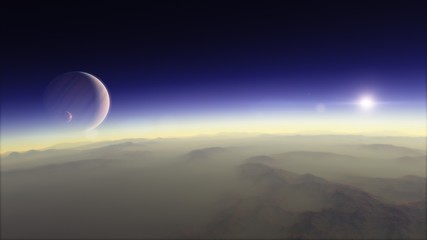 Planet in the space. Colorful art. Solar system. Gradient color. Space wallpaper. High quality, resolution, 4k.