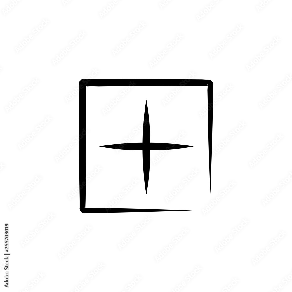 Poster plus minimal icon. mark line vector icon for websites and mobile minimalistic flat design