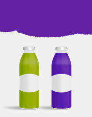 Juice bottle glass isolated on white background.  packaging mockup with realistic glass bottle 