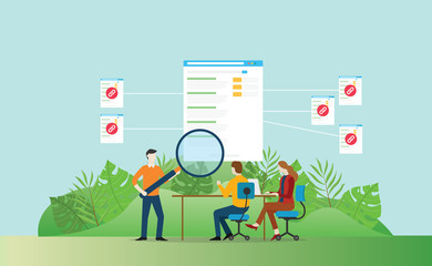 backlinks seo website development to increase traffic visitor - vector illustration