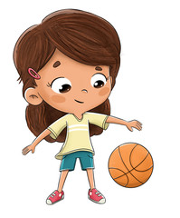 Niña jugando al baloncesto