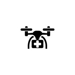 Drone with first aid kit icon