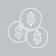 Coin flat icon on gray background for any occasion