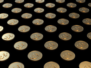 3d rendering gold coin dollar symbol business economy concept