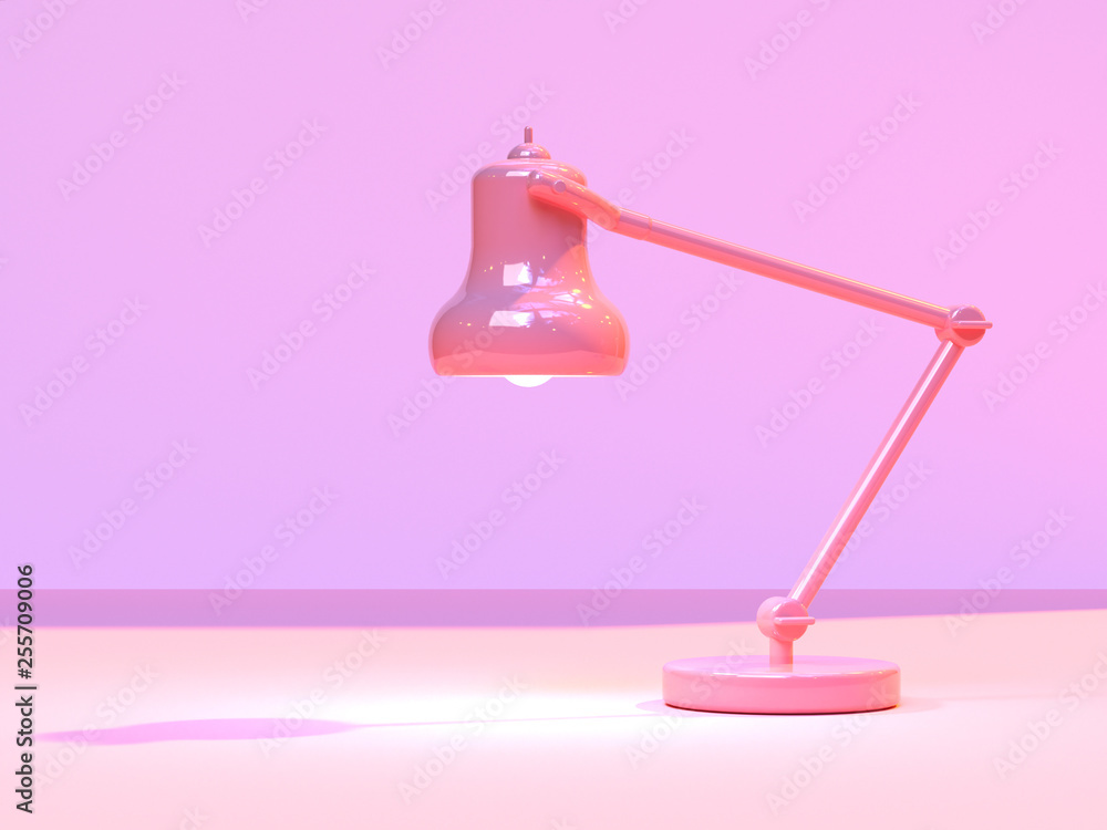 Poster minimal abstract pink scene floor wall lamp light 3d rendering