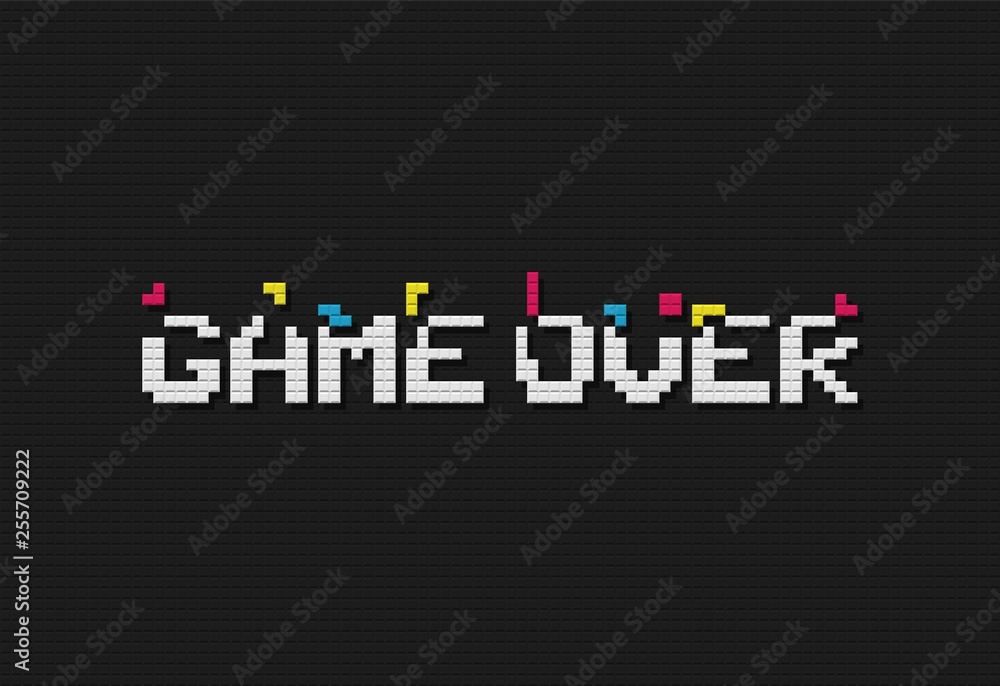 Fototapete game over vector illustration. retro video game design element on dark background. 8 bit style