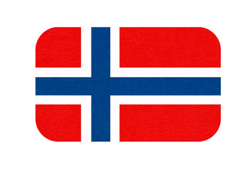 Norway flag, Scandinavian country. Isolated Norwegian banner with scratched texture, grunge. Flat style, vector with noise, marble textured background. Horizontal orientation.