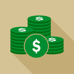 Coins stack flat icon