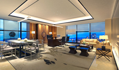 3d render working office