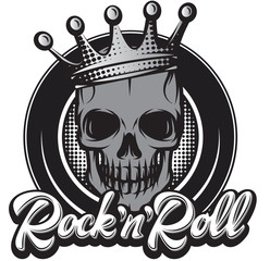 Monochrome vector illustration with crown and skull