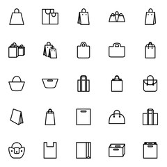 Set of shopping bag line icons on white background, for any occasion