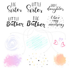 Little big sister, brother. Lettering for babies clothes