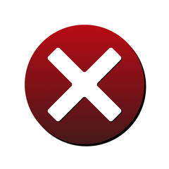 Cancel X-Cross round icon. Vector illustration style is flat iconic bicolor symbol, white and intensive red colors, transparent background.