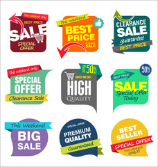Sale banner templates design and special offer tags collection 