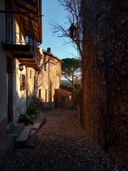 Street in a village on the hills in Italy. Nazzano village in Lombardy