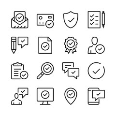 Approve line icons set. Check marks, ticks. Modern graphic design concepts, simple outline elements collection. Vector line icons