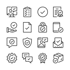 Checkmarks line icons set. Modern graphic design concepts, simple outline elements collection. Vector line icons