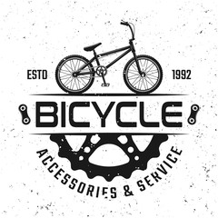 Bicycle store vector round emblem, badge or logo