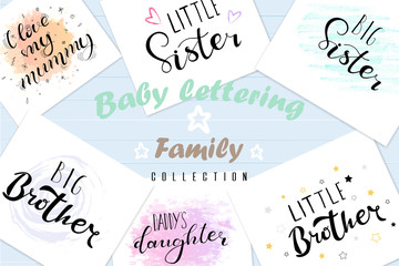 Set lettering quotes for design of babies clothes